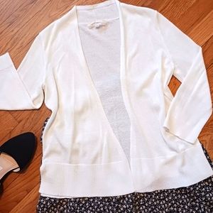 Pointelle • Women's Classic Ivory 3/4 Sleeve Open Front Cropped Cardigan…